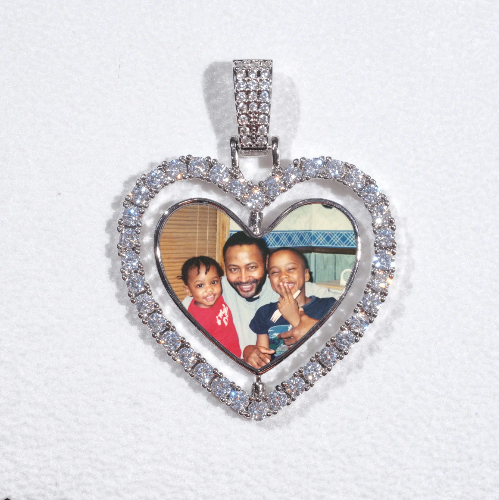 3D Spinning 2-Faced Heart Custom Picture Pendant