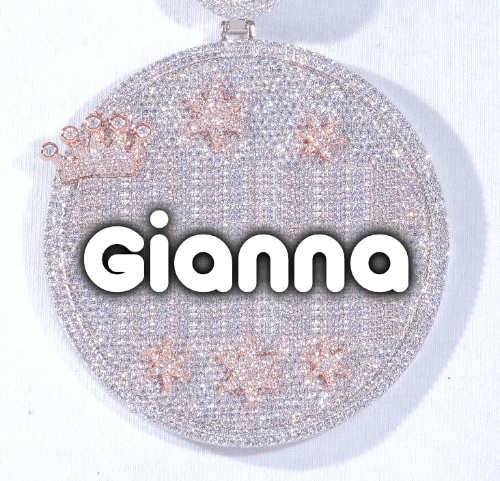 CUSTOM LETTER NECKLACE 3D BIG CROWN DISC