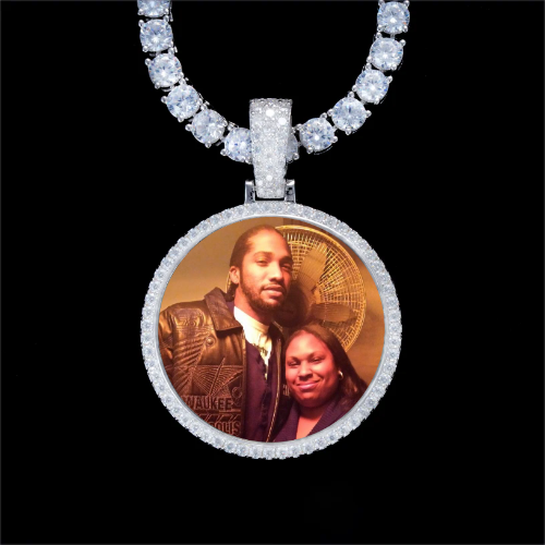 925S & VVS Moissanite 3D Circle Custom Picture Pendant