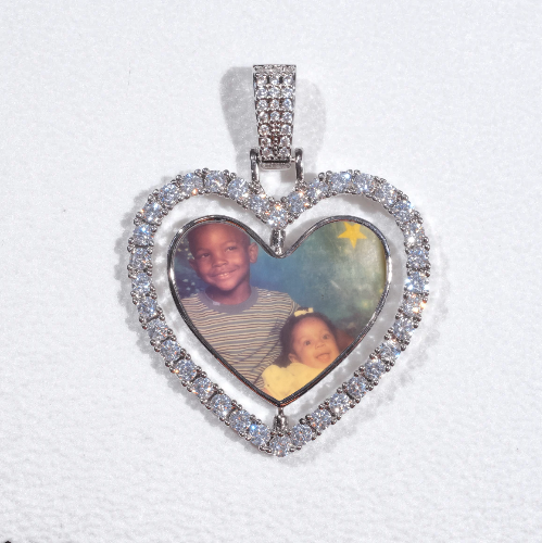 3D Spinning 2-Faced Heart Custom Picture Pendant