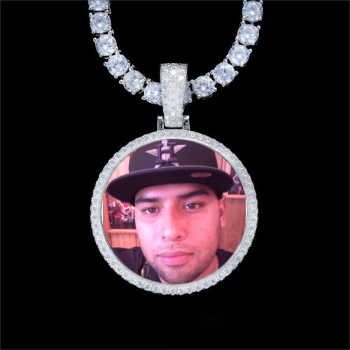 925S & VVS Moissanite 3D Circle Custom Picture Pendant