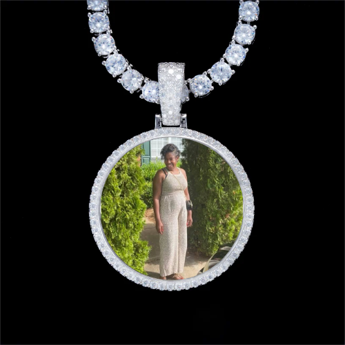 925S & VVS Moissanite 3D Circle Custom Picture Pendant