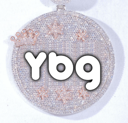 CUSTOM LETTER NECKLACE 3D BIG CROWN DISC