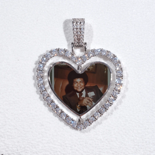 3D Spinning 2-Faced Heart Custom Picture Pendant