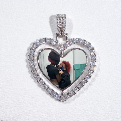 3D Spinning 2-Faced Heart Custom Picture Pendant