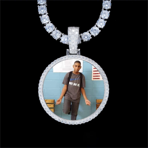925S & VVS Moissanite 3D Circle Custom Picture Pendant