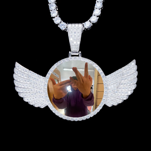 925S & VVS Moissanite 3D Wing Custom Picture Pendant