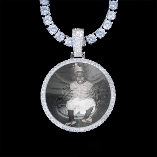 925S & VVS Moissanite 3D Circle Custom Picture Pendant