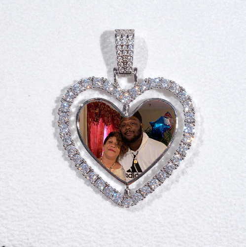 3D Spinning 2-Faced Heart Custom Picture Pendant