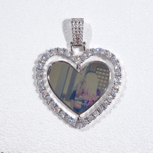 3D Spinning 2-Faced Heart Custom Picture Pendant
