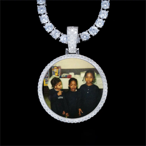 925S & VVS Moissanite 3D Circle Custom Picture Pendant