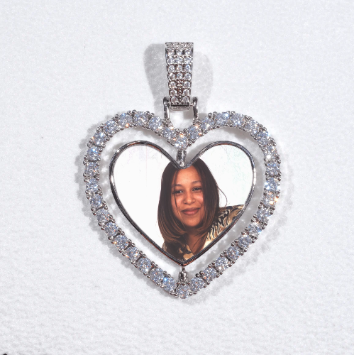 3D Spinning 2-Faced Heart Custom Picture Pendant