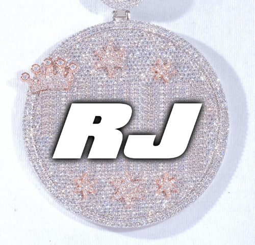 CUSTOM LETTER NECKLACE 3D BIG CROWN DISC