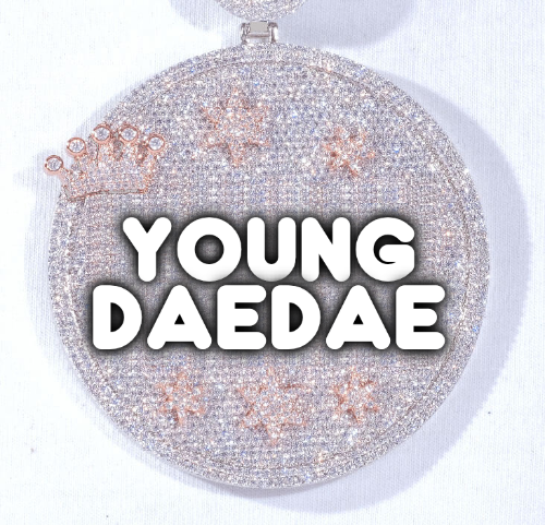 CUSTOM LETTER NECKLACE 3D BIG CROWN DISC
