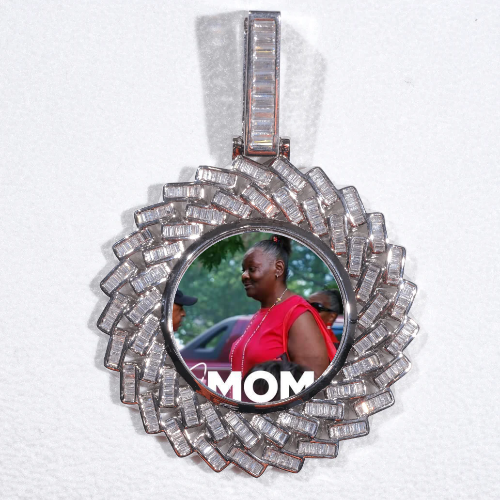 Large 3D Baguette Custom Picture Pendant