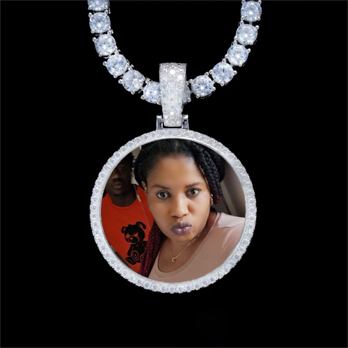925S & VVS Moissanite 3D Circle Custom Picture Pendant