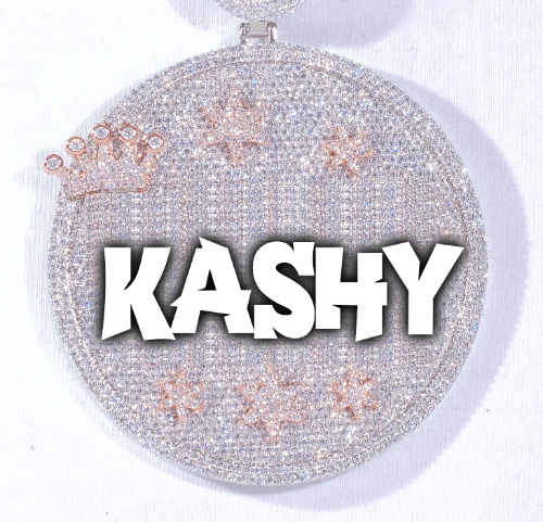 CUSTOM LETTER NECKLACE 3D BIG CROWN DISC