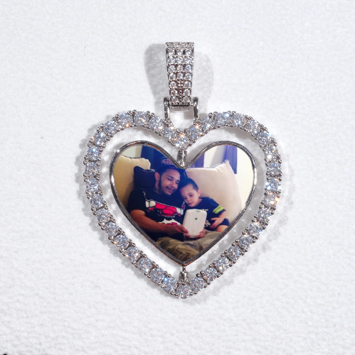 3D Spinning 2-Faced Heart Custom Picture Pendant