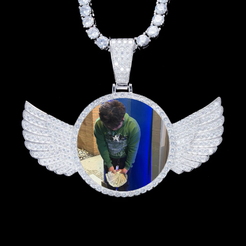 925S & VVS Moissanite 3D Wing Custom Picture Pendant