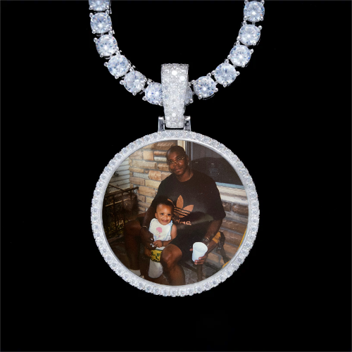 925S & VVS Moissanite 3D Circle Custom Picture Pendant