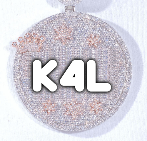 CUSTOM LETTER NECKLACE 3D BIG CROWN DISC