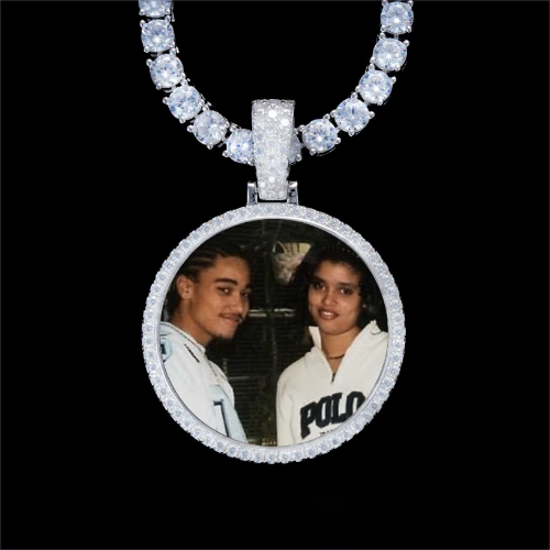 925S & VVS Moissanite 3D Circle Custom Picture Pendant