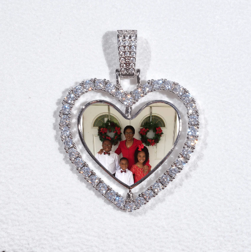 3D Spinning 2-Faced Heart Custom Picture Pendant
