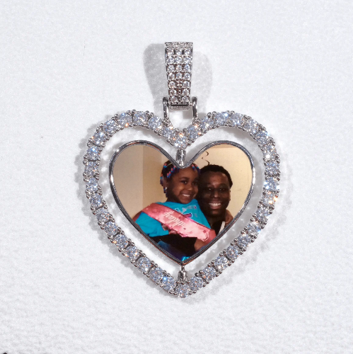 3D Spinning 2-Faced Heart Custom Picture Pendant