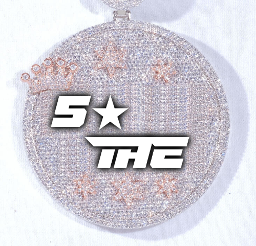 CUSTOM LETTER NECKLACE 3D BIG CROWN DISC