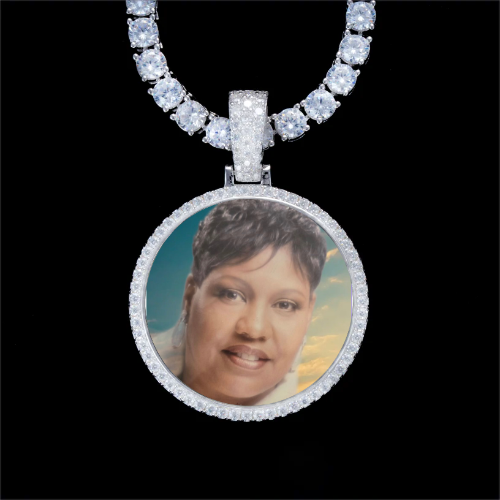 925S & VVS Moissanite 3D Circle Custom Picture Pendant