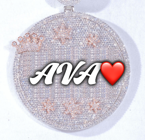 CUSTOM LETTER NECKLACE 3D BIG CROWN DISC