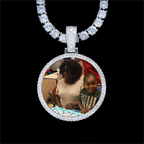 925S & VVS Moissanite 3D Circle Custom Picture Pendant