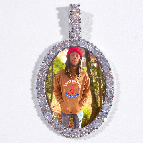 Large 3D Oval Custom Picture Pendant