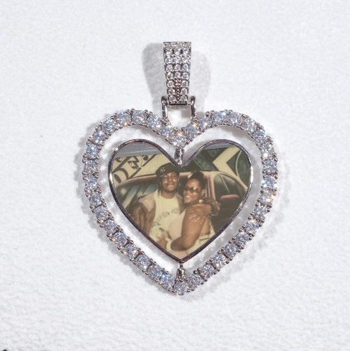 3D Spinning 2-Faced Heart Custom Picture Pendant