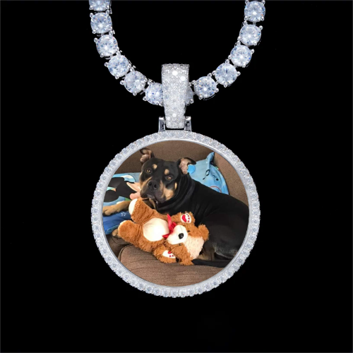 925S & VVS Moissanite 3D Circle Custom Picture Pendant