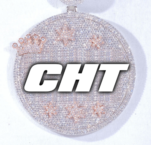 CUSTOM LETTER NECKLACE 3D BIG CROWN DISC
