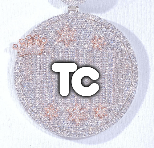 CUSTOM LETTER NECKLACE 3D BIG CROWN DISC