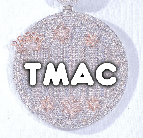 CUSTOM LETTER NECKLACE 3D BIG CROWN DISC