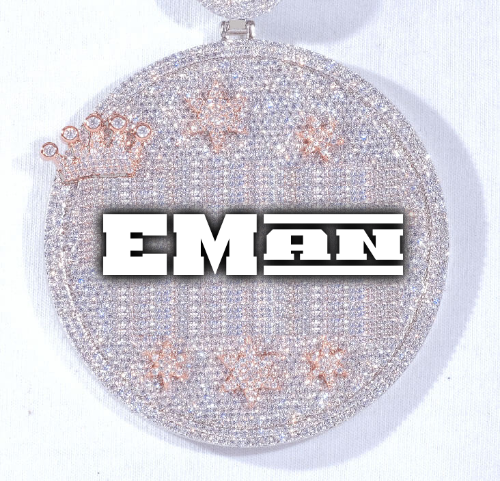 CUSTOM LETTER NECKLACE 3D BIG CROWN DISC