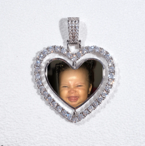 3D Spinning 2-Faced Heart Custom Picture Pendant