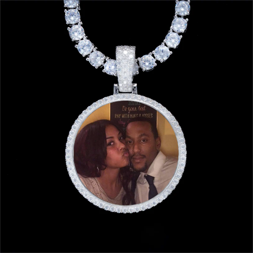 925S & VVS Moissanite 3D Circle Custom Picture Pendant