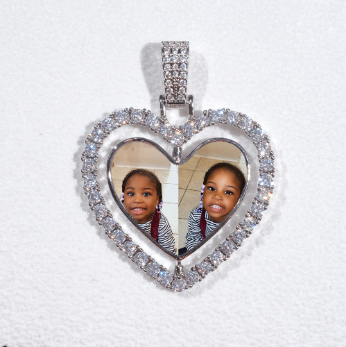 3D Spinning 2-Faced Heart Custom Picture Pendant