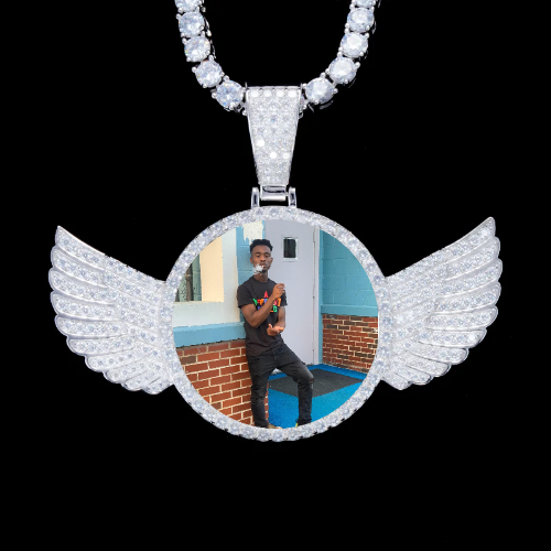 925S & VVS Moissanite 3D Wing Custom Picture Pendant