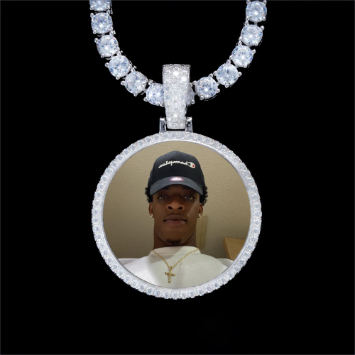 925S & VVS Moissanite 3D Circle Custom Picture Pendant