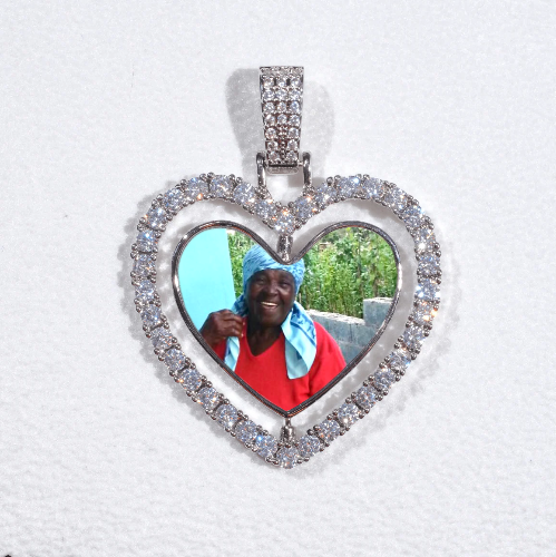 3D Spinning 2-Faced Heart Custom Picture Pendant