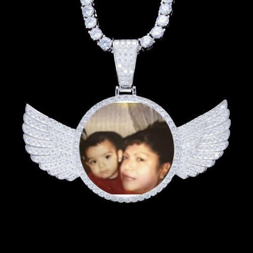 925S & VVS Moissanite 3D Wing Custom Picture Pendant