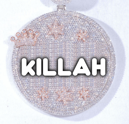 CUSTOM LETTER NECKLACE 3D BIG CROWN DISC