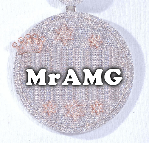CUSTOM LETTER NECKLACE 3D BIG CROWN DISC