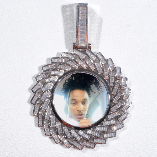 Large 3D Baguette Custom Picture Pendant