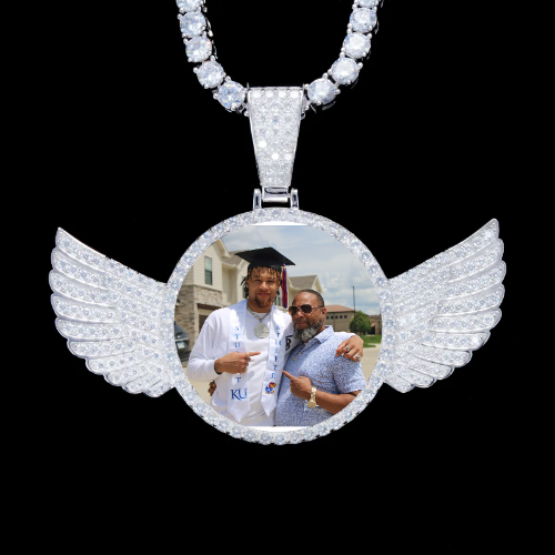 925S & VVS Moissanite 3D Wing Custom Picture Pendant